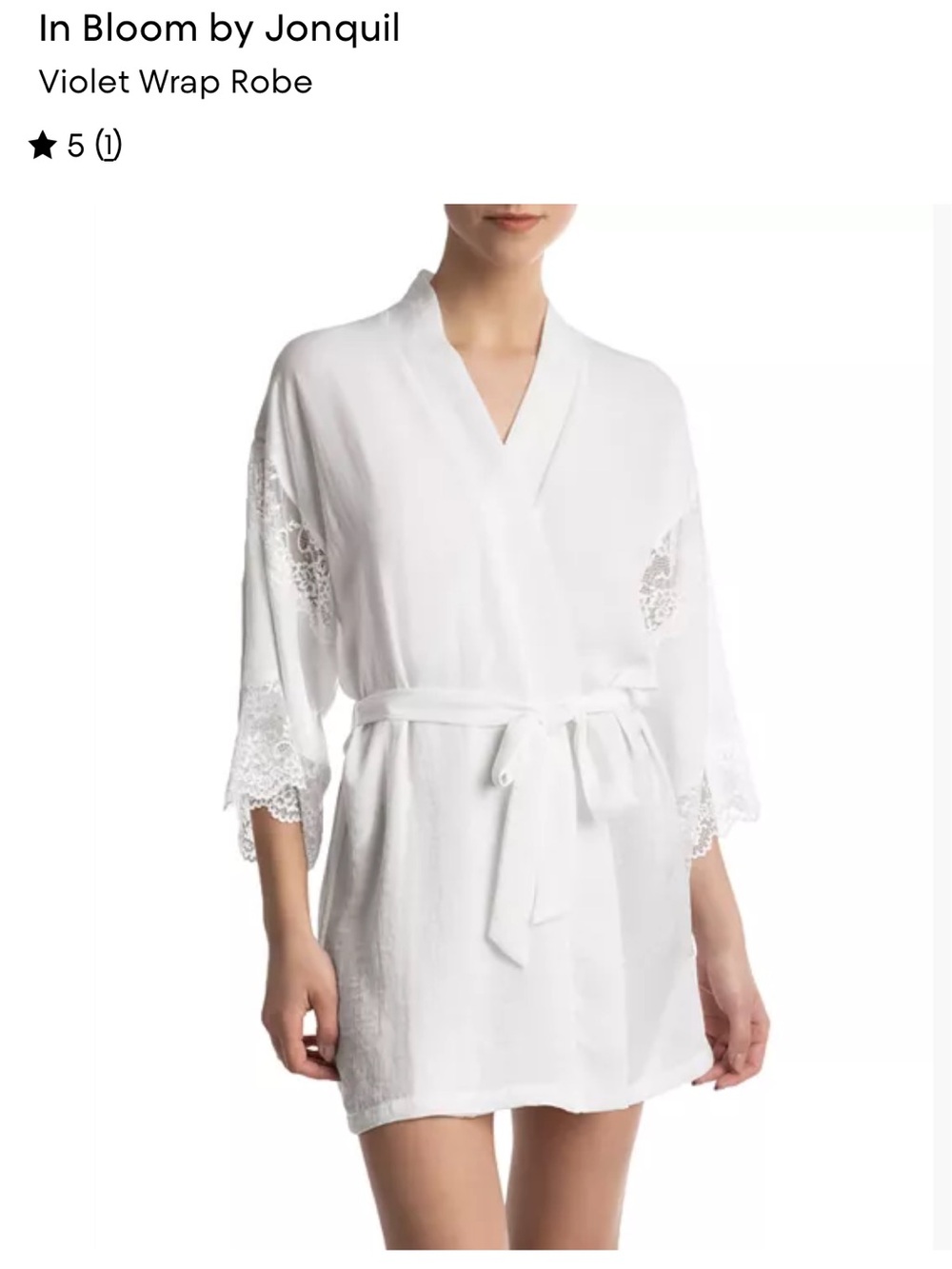 In Bloom White violet Lace-Trim Wrap Robe